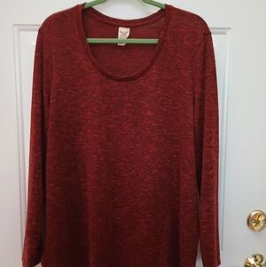 Plus Size 2X (18W-20W), Red Long Sleeve Sweater